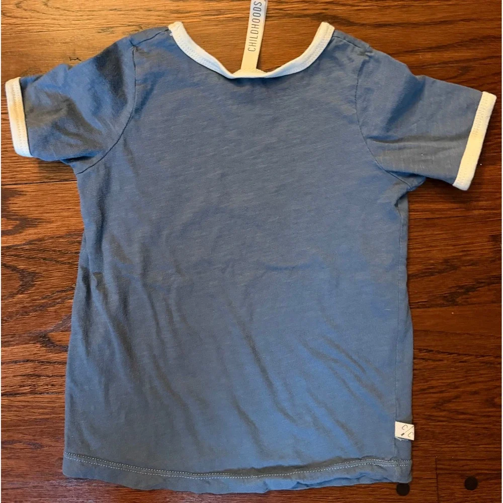 Childhoods Clothing Kids Ringer Tee Blue Slub Cotton Short‎ Sleeve T-Shirt